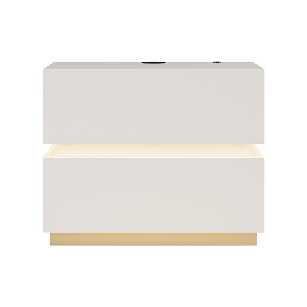 Lumio 2-Drawer LED Smart White Nightstand with Light window image