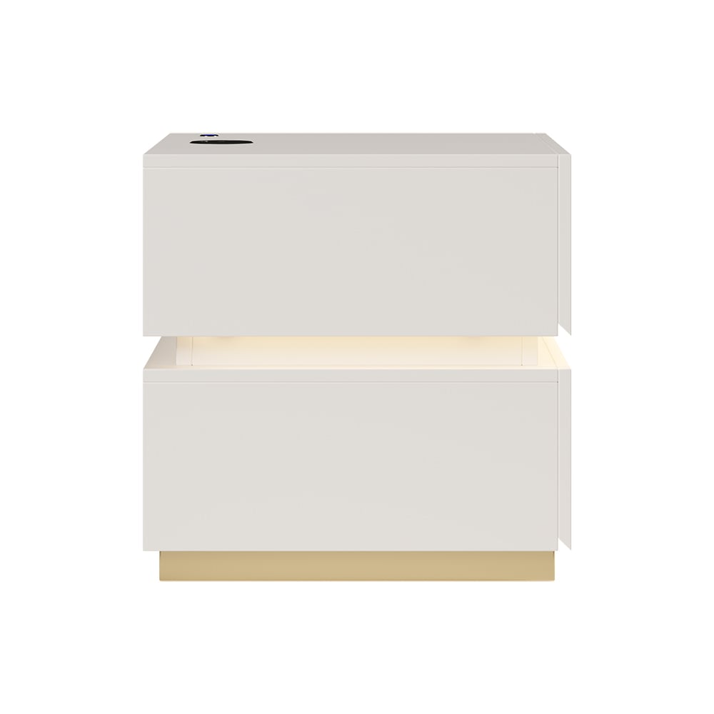 Lumio 2-Drawer LED Smart White Nightstand with Light window image