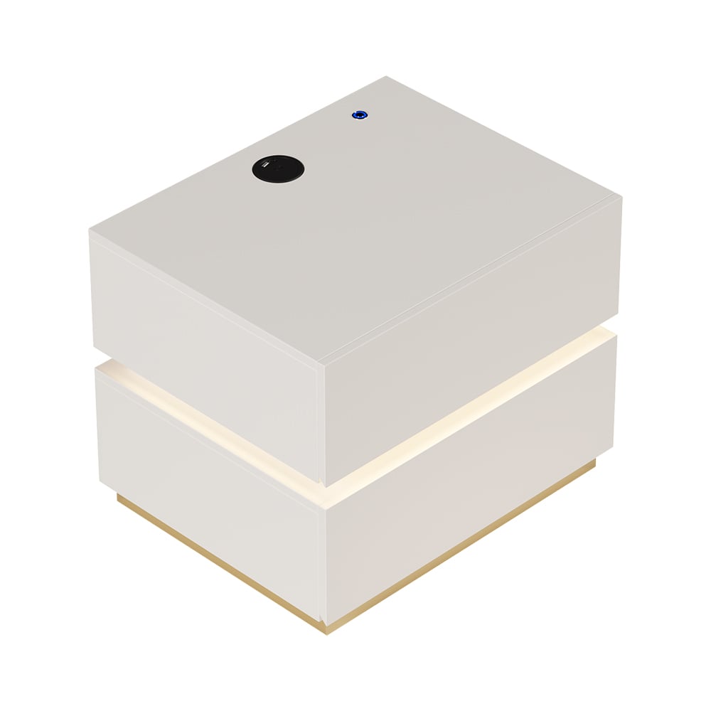 Lumio 2-Drawer LED Smart White Nightstand with Light window image