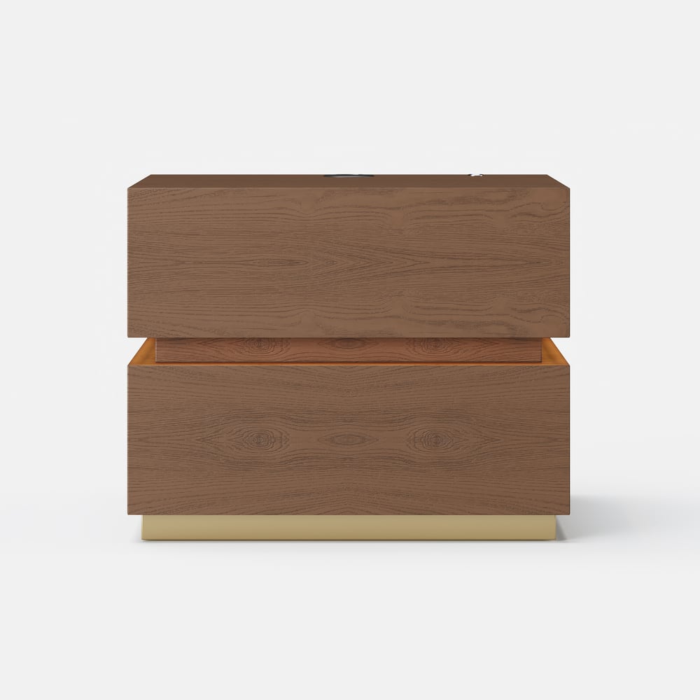Lumio 2-Drawer LED Smart Walnut Nightstand with Light window image