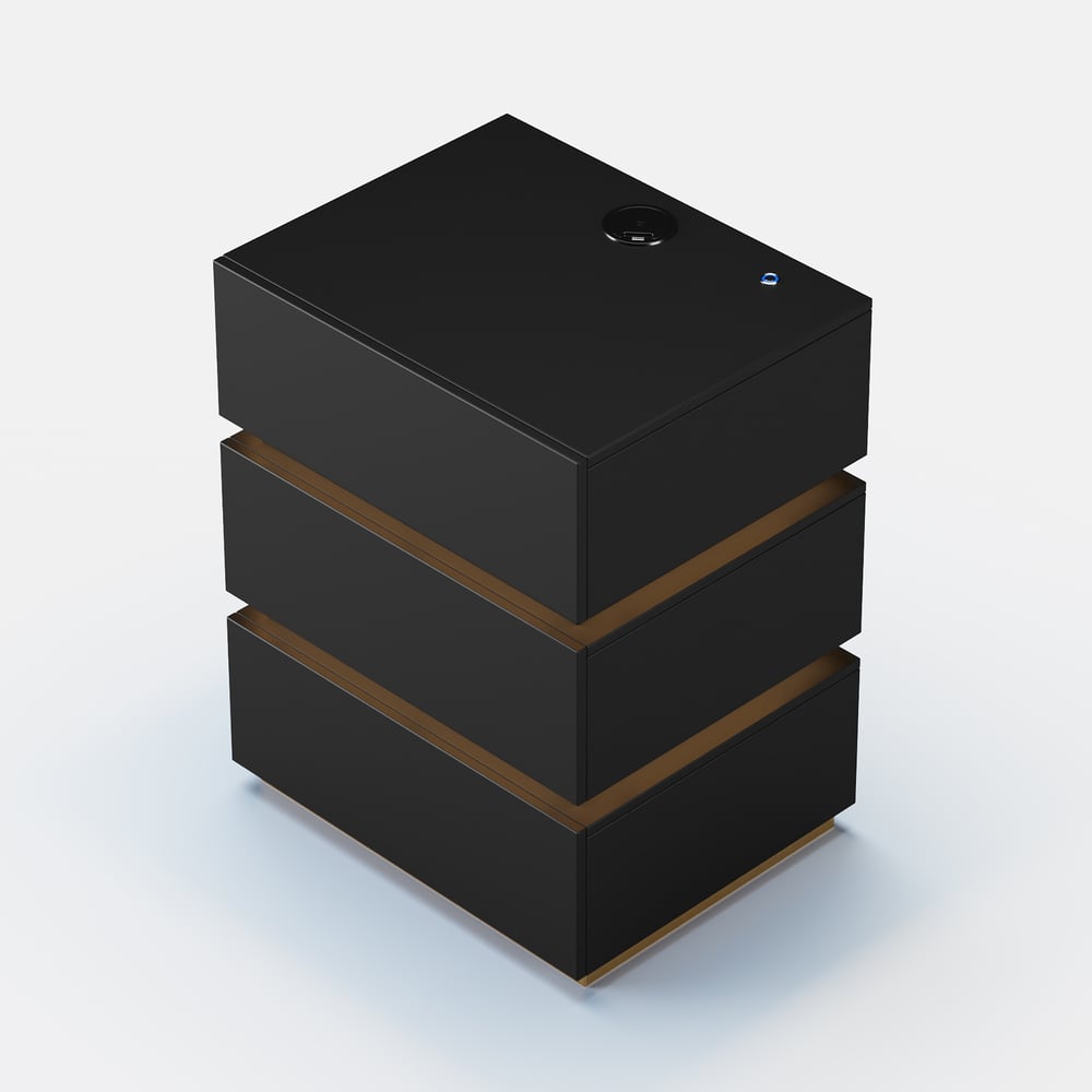 Lumio LED-Nachttisch mit 3 Schubladen und Ladestation in Schwarz Schaufensterbilder