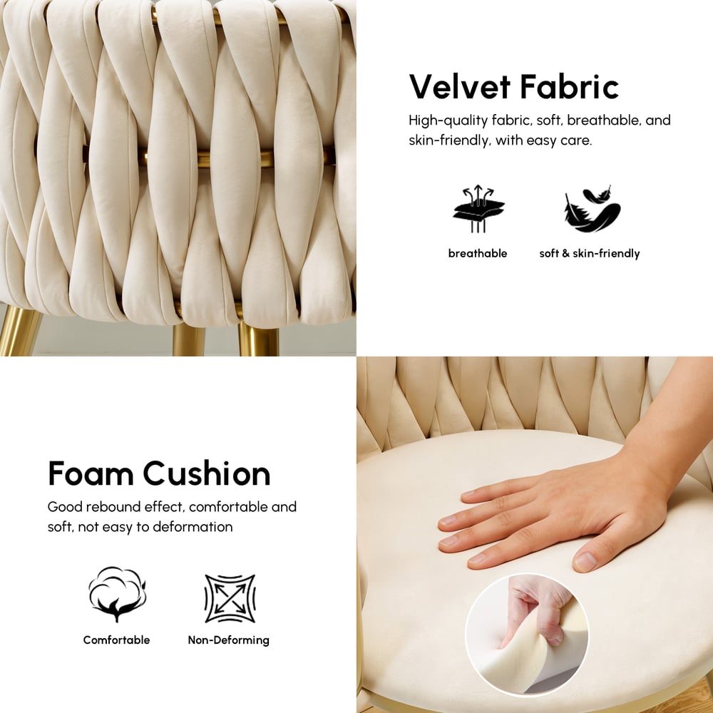 Sweave Off-White Velvet Dining Chair with Upholstered, 1 Piece window image