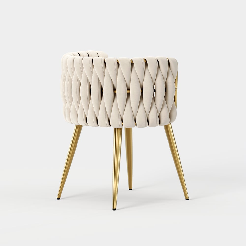 Sweave Off-White Velvet Dining Chair with Upholstered, 1 Piece window image