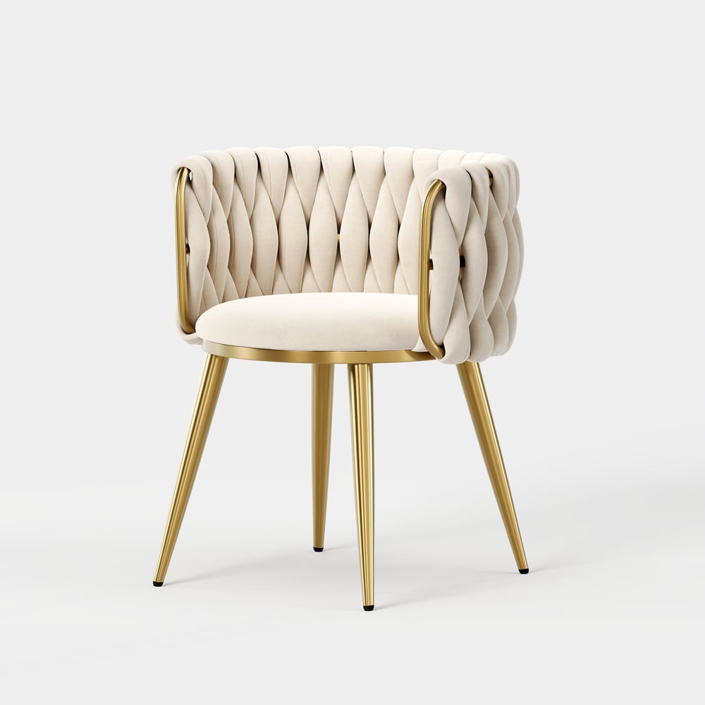 Sweave Off-White Velvet Dining Chair with Upholstered, 1 Piece window image