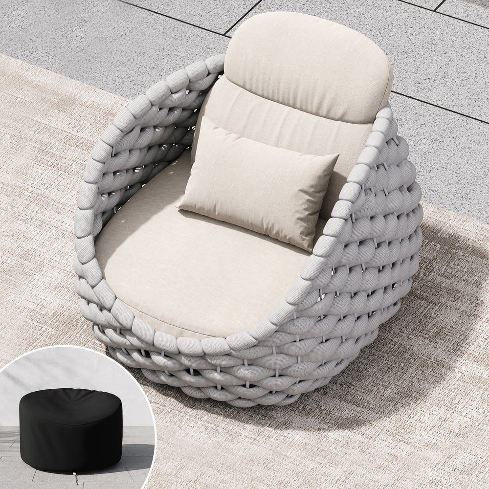 Customer Reviews for Cocaro Outdoor Aluminum & Rope Weave Swivel Lounge Chair in Gray & White