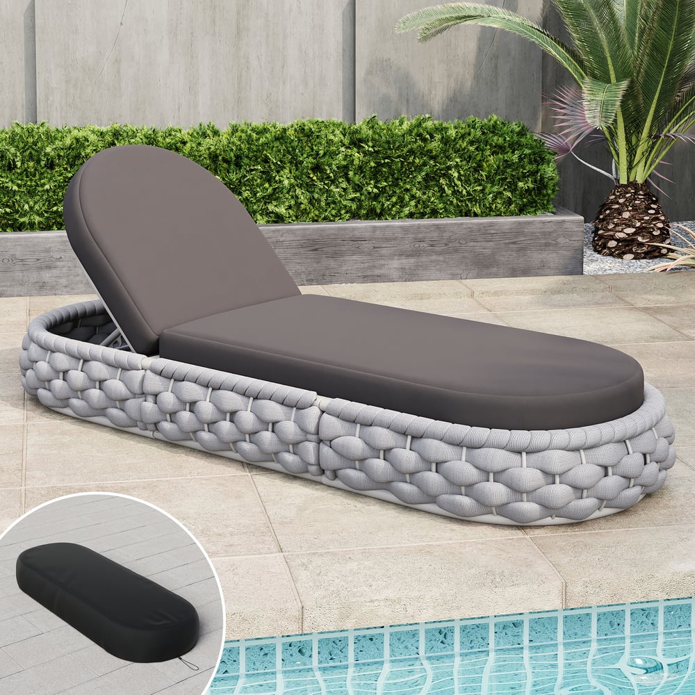 Cocaro Outdoor Aluminium & Rope Weave Adjustable Chaise Lounge in Grey window image