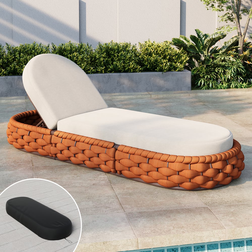 Cocaro Outdoor Aluminum & Rope Weave Adjustable Chaise Lounge in Orange window image