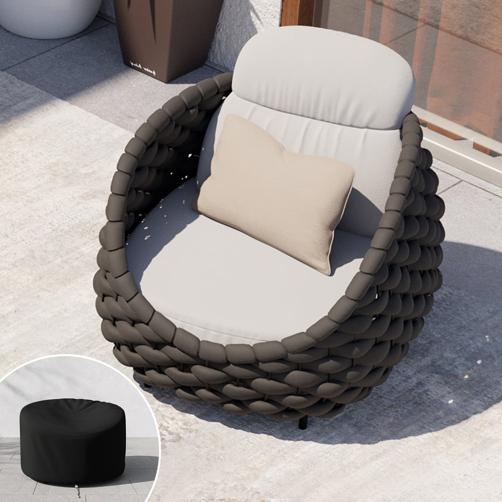 Espreguiçadeira de Jardim Cocaro em Alumínio e Tecido de Corda em Cinzento Escuro Imagem da janela