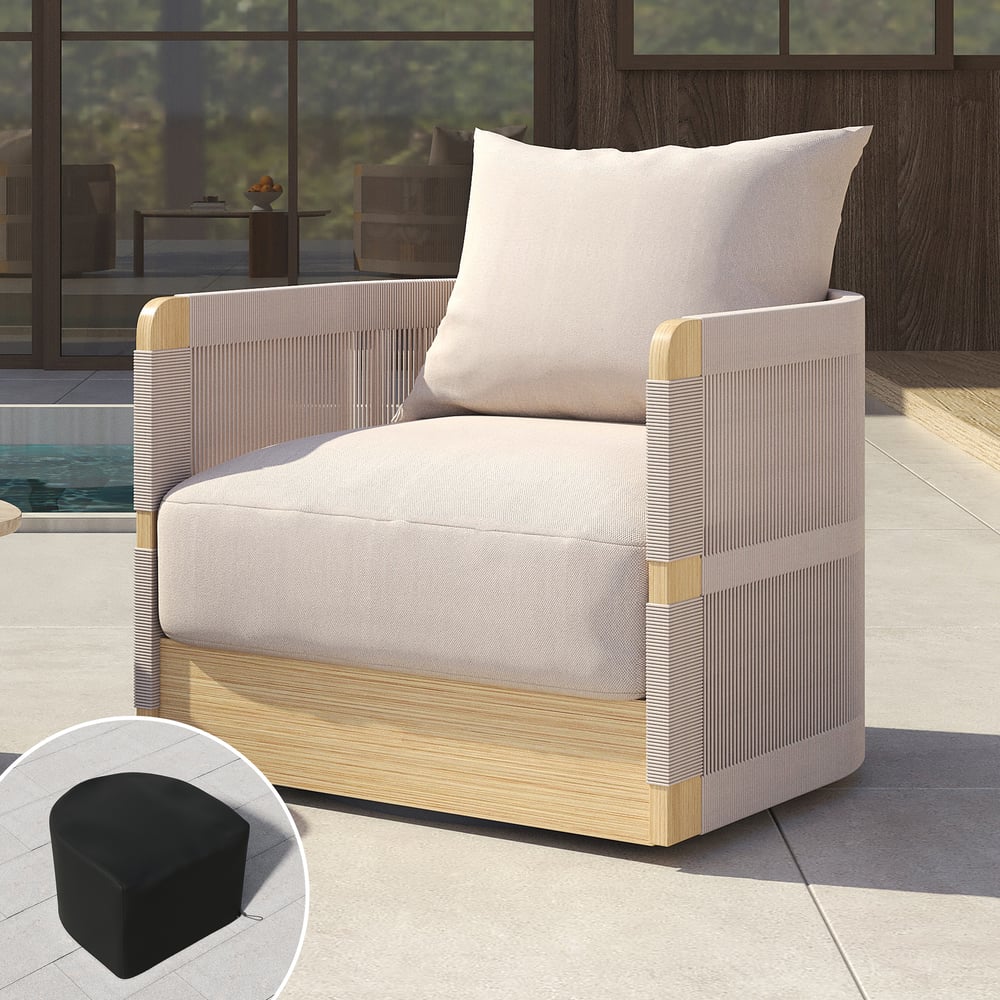 Avis Clients sur Chaise pivotante d'extérieur en corde tissée à la main kaki