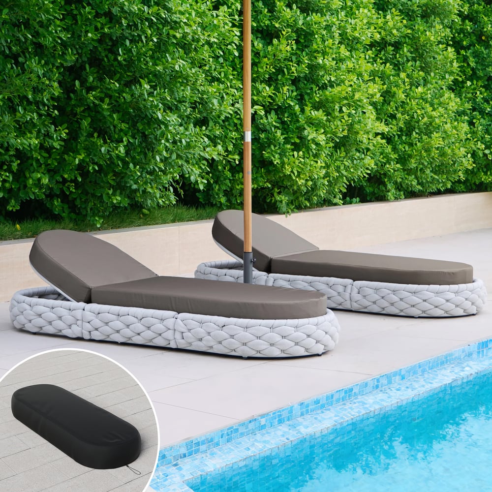 Avaliações de clientes sobre Espreguiçadeira ajustável Cocaro Outdoor em alumínio e trama de corda em cinza, conjunto de 2