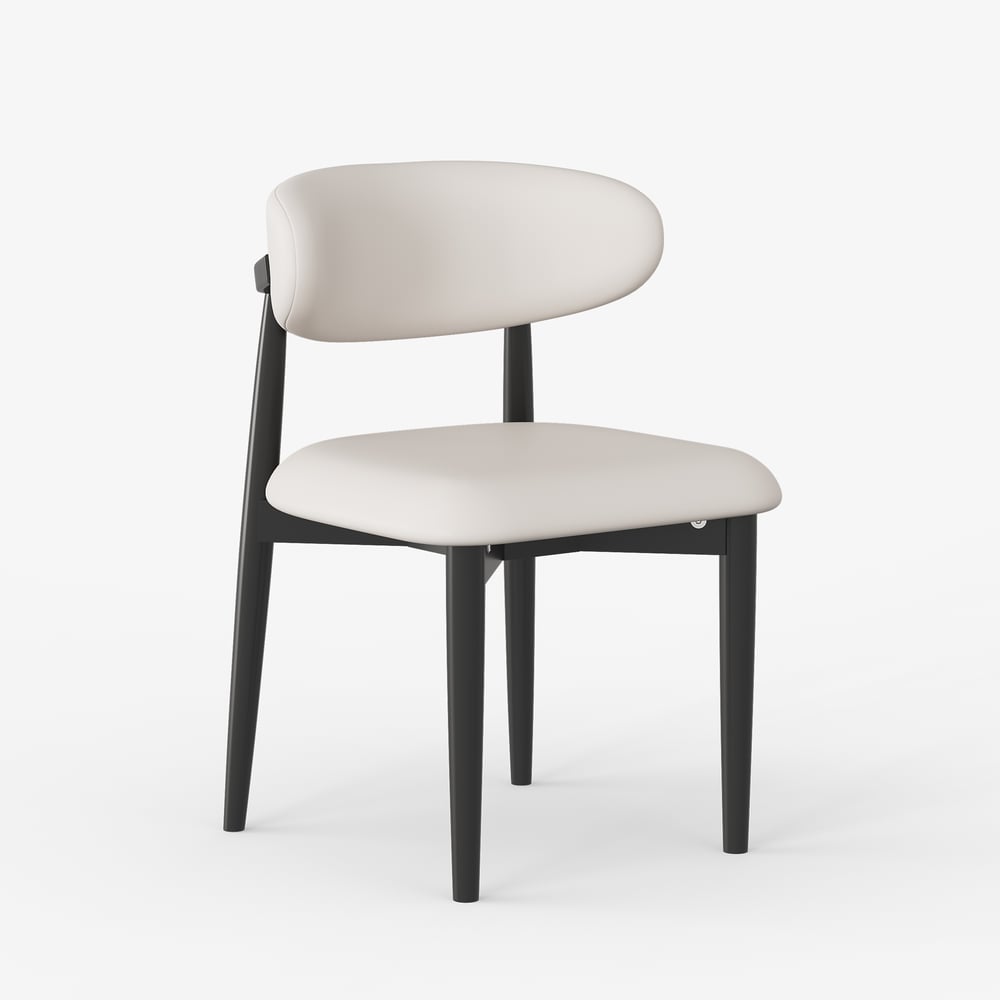 Modern Black PU Leather Dining Chair with Rubber Wood Legs, 1 Piece window image