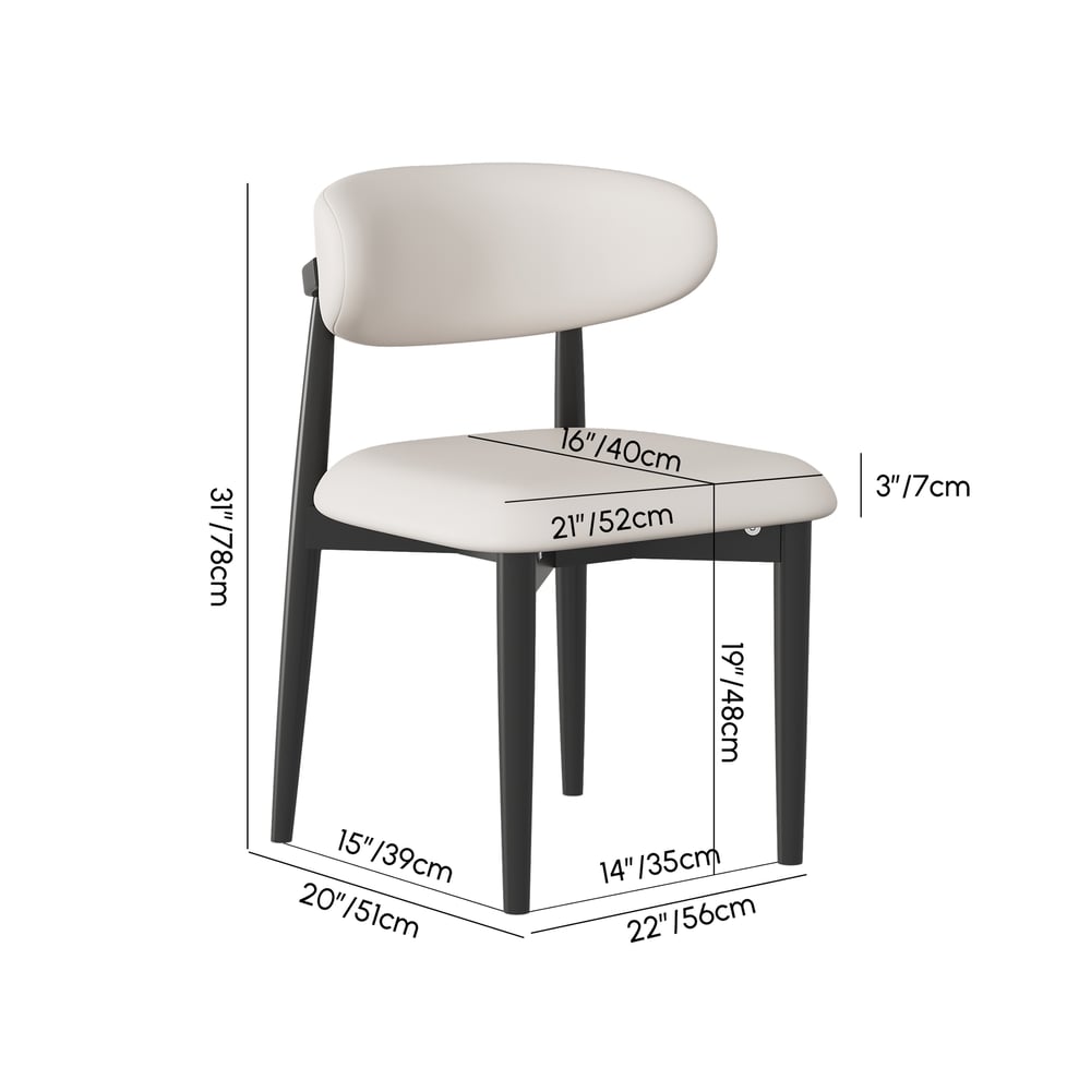 Modern Black PU Leather Dining Chair with Rubber Wood Legs, 1 Piece weights dimensions image