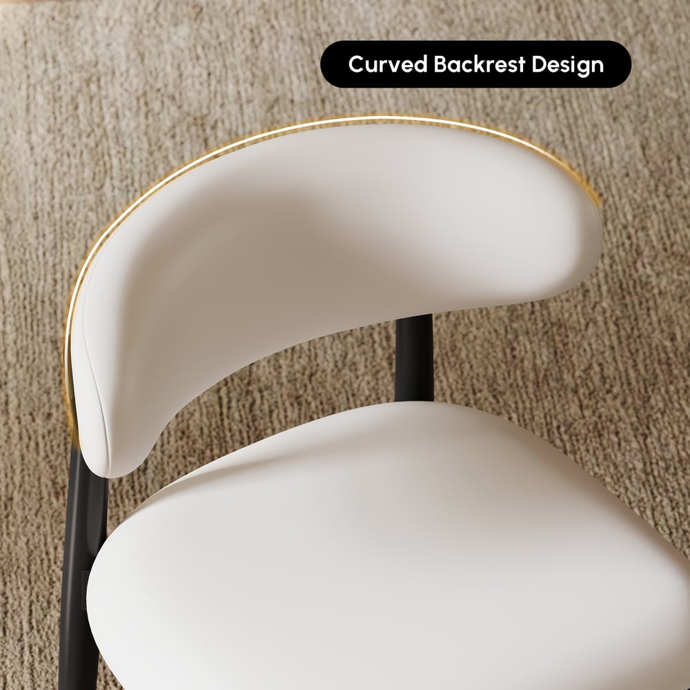 Modern Black PU Leather Dining Chair with Rubber Wood Legs, 1 Piece window image