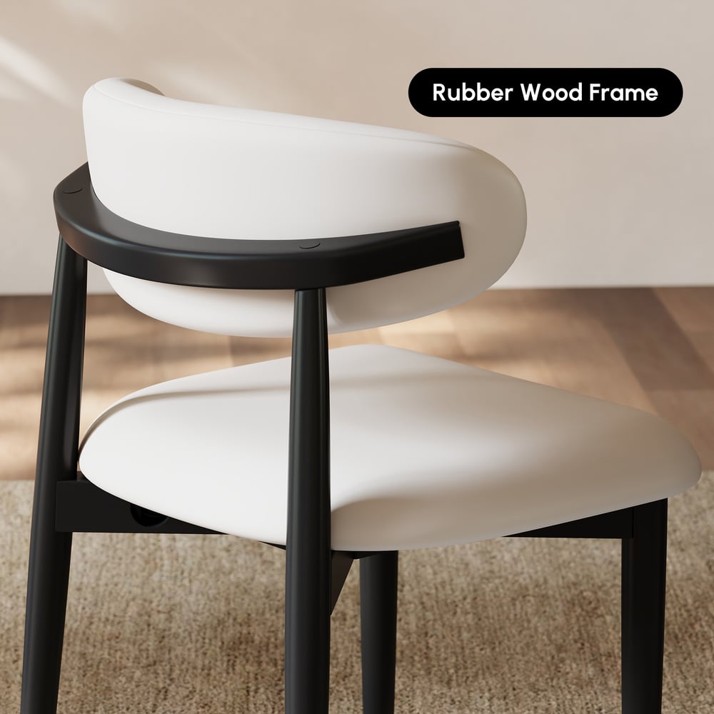 Modern Black PU Leather Dining Chair with Rubber Wood Legs, 1 Piece window image