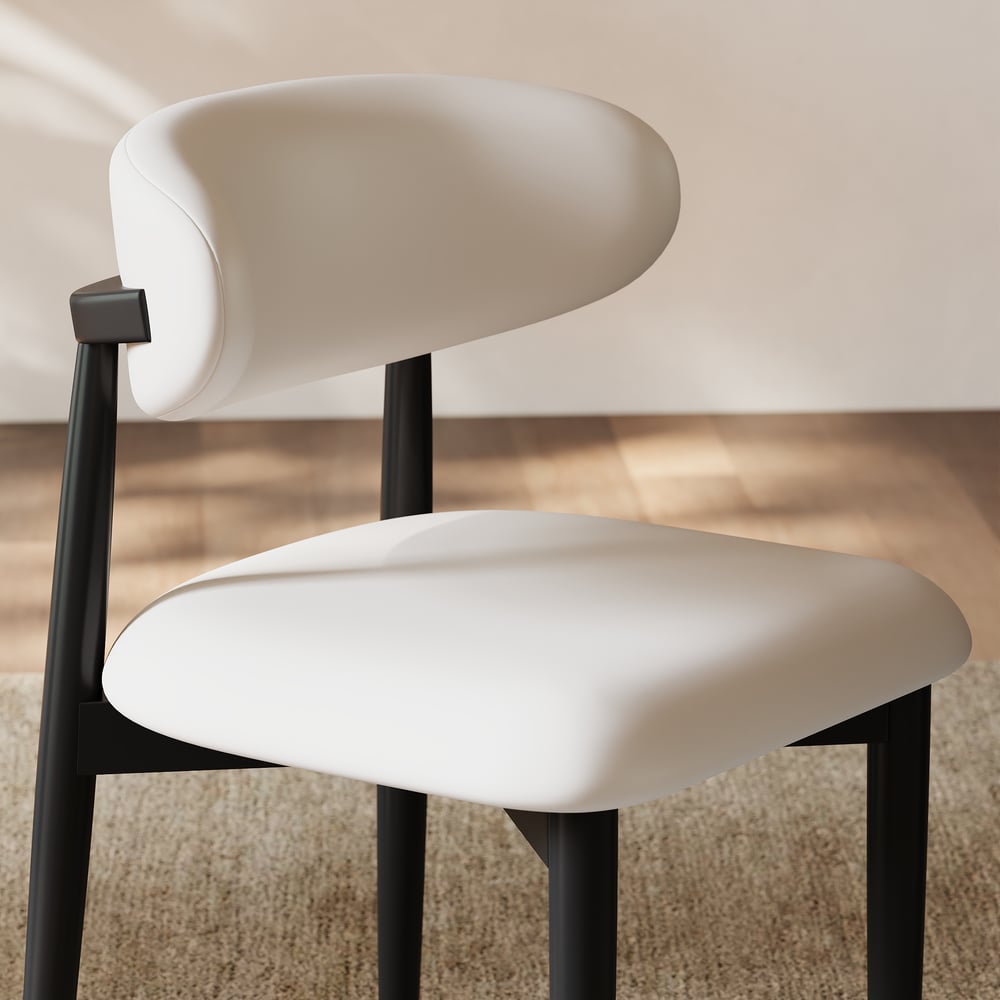 Modern Black PU Leather Dining Chair with Rubber Wood Legs, 1 Piece window image