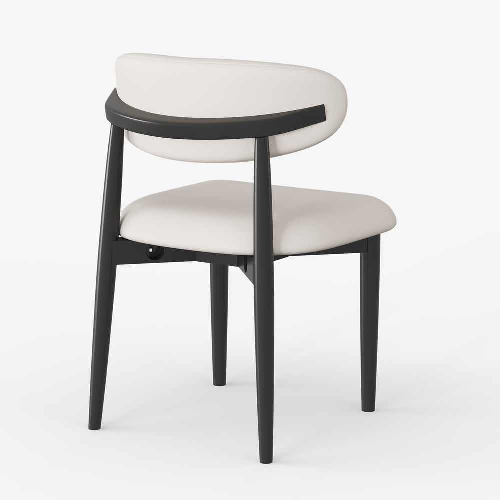 Modern Black PU Leather Dining Chair with Rubber Wood Legs, 1 Piece window image