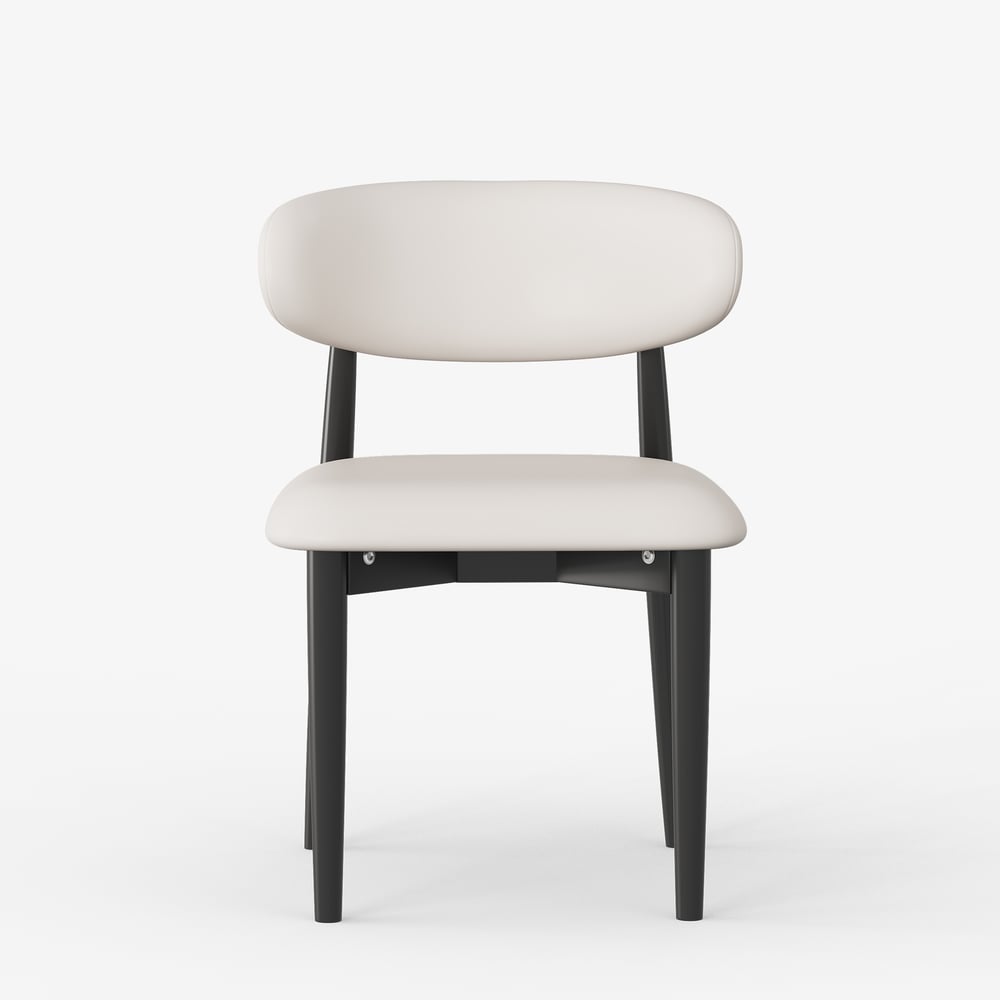 Modern Black PU Leather Dining Chair with Rubber Wood Legs, 1 Piece window image