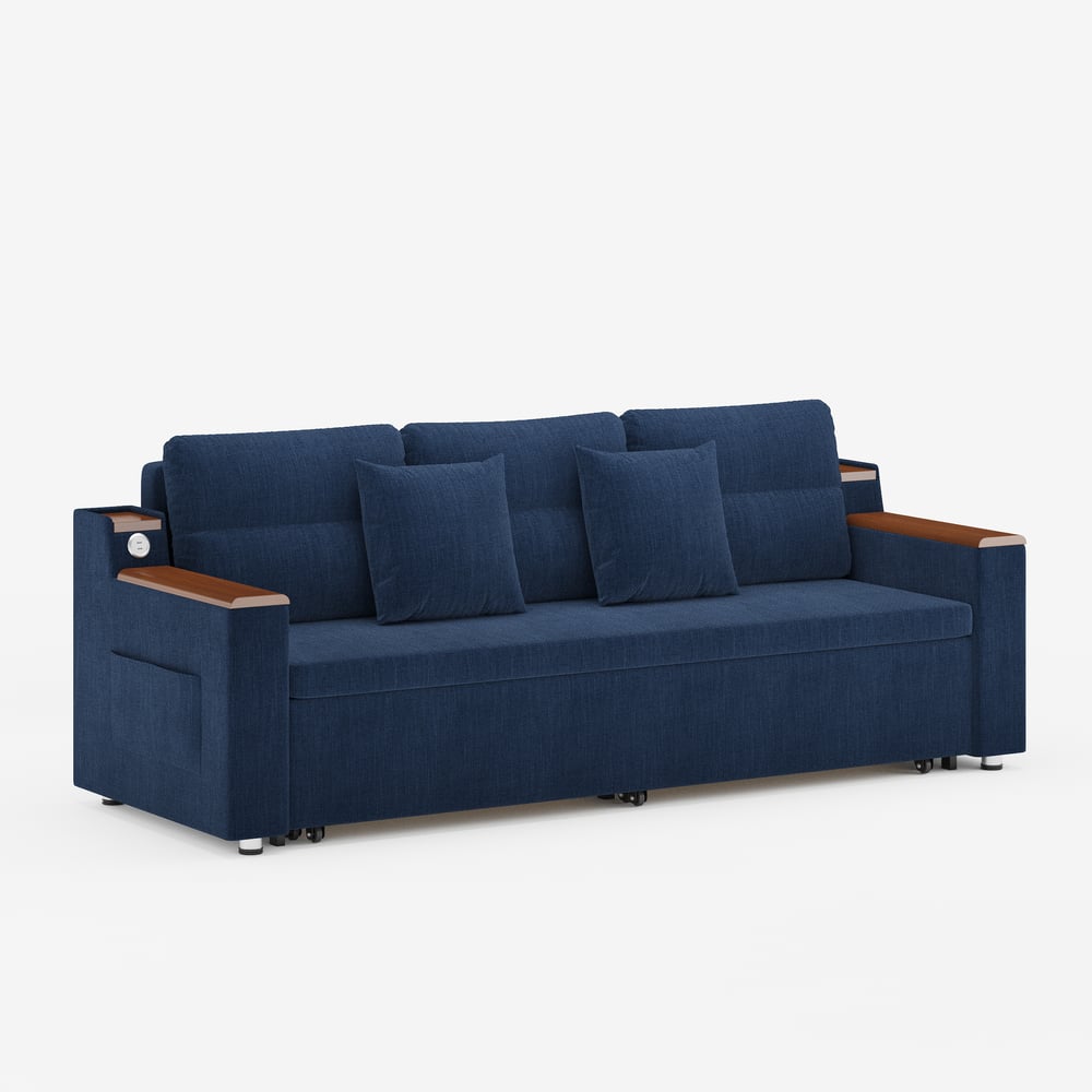 2-Sitzer Baumwoll-Leinen-Schlafsofa mit Auszugfunktion und Stauraum Schaufensterbilder