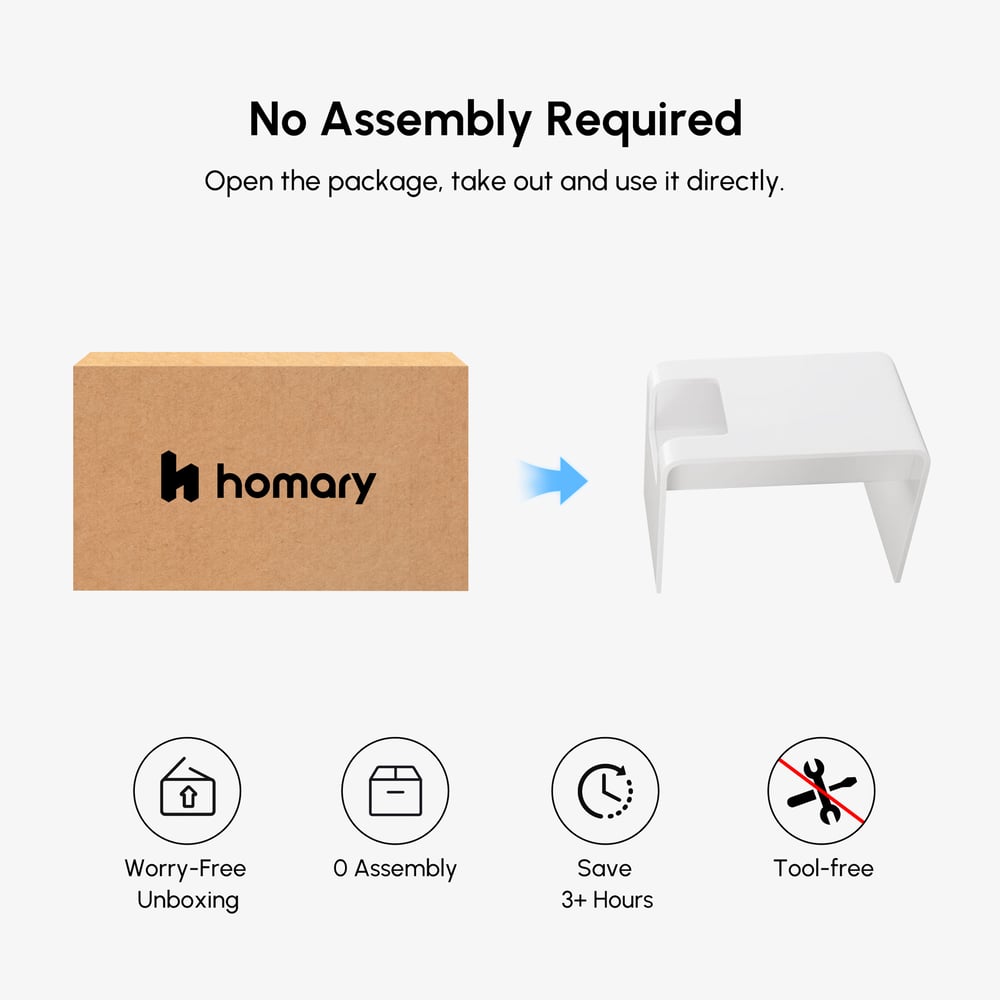 Moderní multifunkční odkládací stolek v bílé barvě s držákem na časopisy, 60 cm obrázek okna