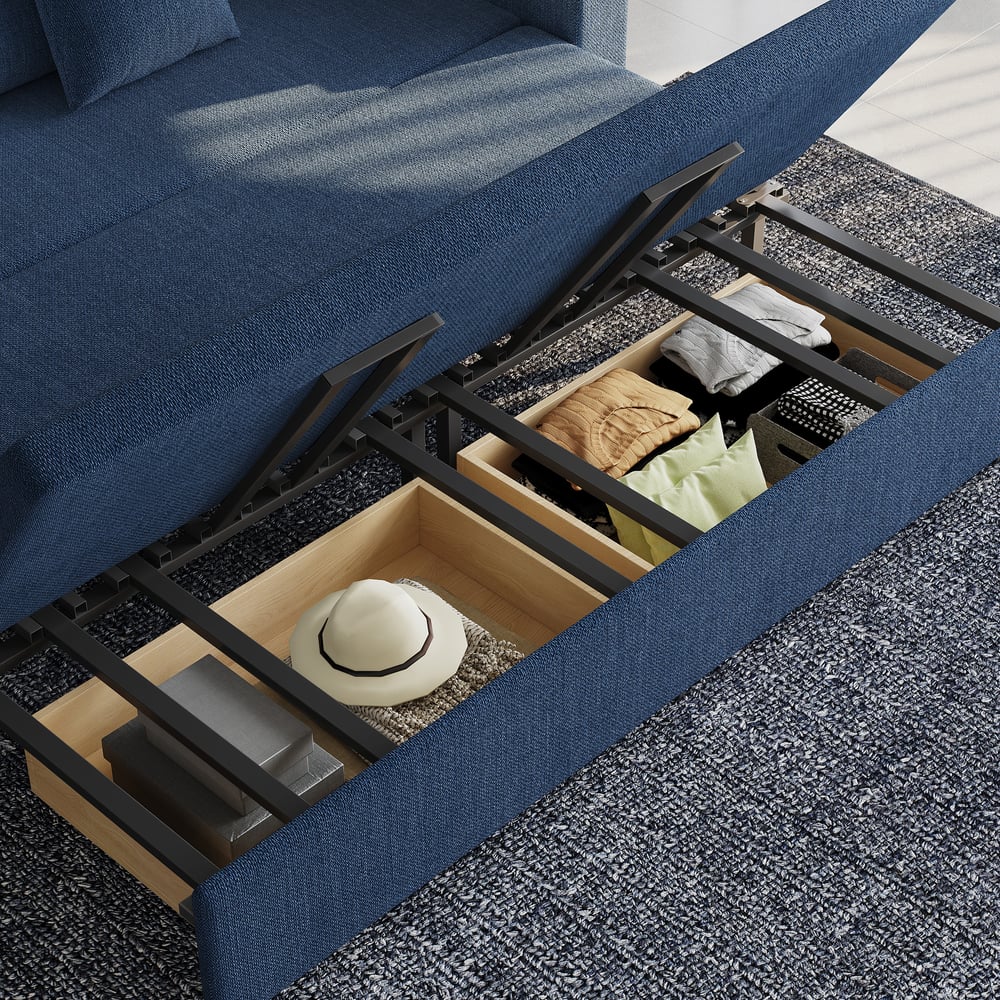 2-Sitzer Baumwoll-Leinen-Schlafsofa mit Auszugfunktion und Stauraum Schaufensterbilder