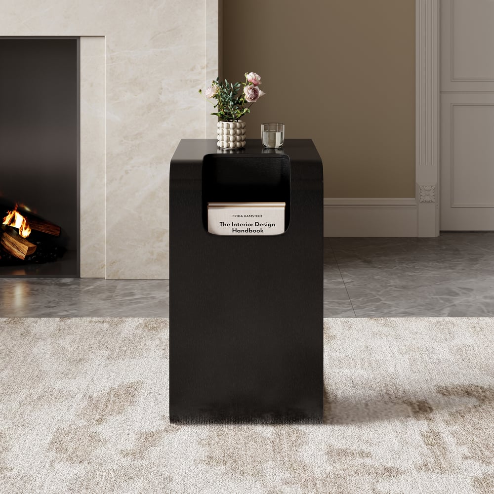 Modern 61 cm Black Multi-Purpose End Table with Magazine Rack window image