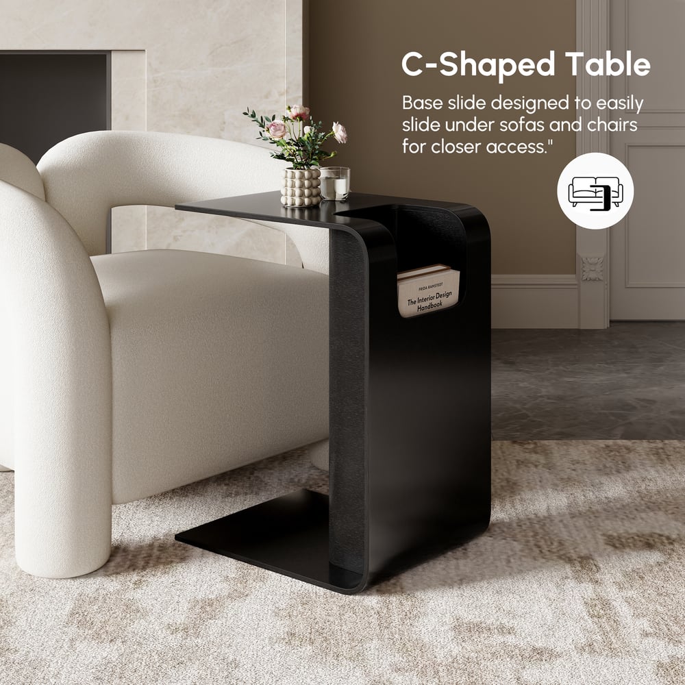 Modern 61 cm Black Multi-Purpose End Table with Magazine Rack window image