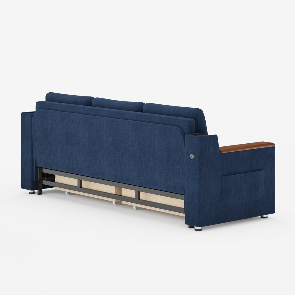 2-Sitzer Baumwoll-Leinen-Schlafsofa mit Auszugfunktion und Stauraum Schaufensterbilder