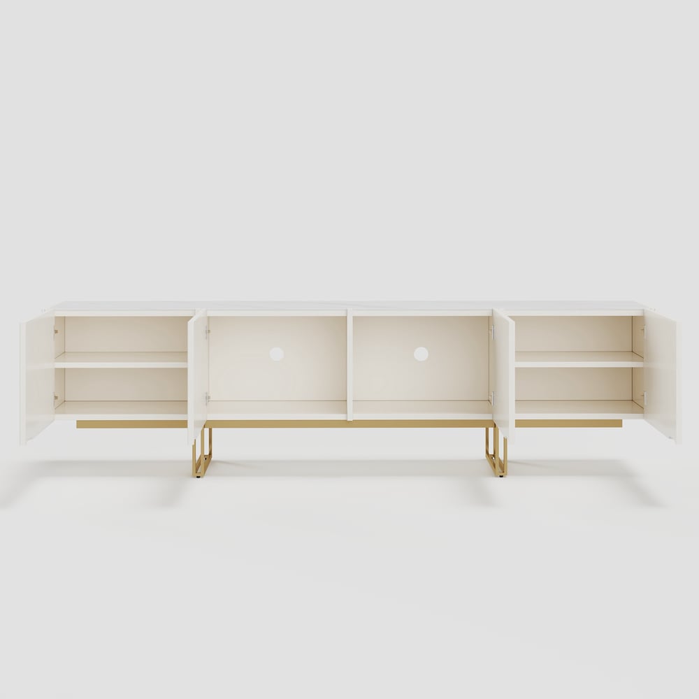 Grovyn 79" Sintered Stone Top Fluted TV Stand with Spacious Cabinets window image