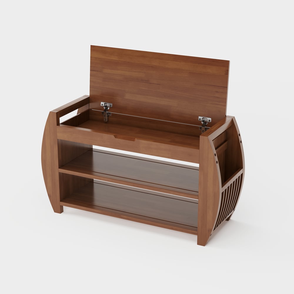 Entreebank van natuurlijk hout van 1000 mm met stevige metalen poten in een modern design Vensterafbeelding