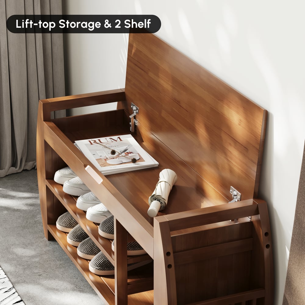 Grande scarpiera in bambù marrone larga 1000 mm per la zona d'ingresso Immagine della finestra