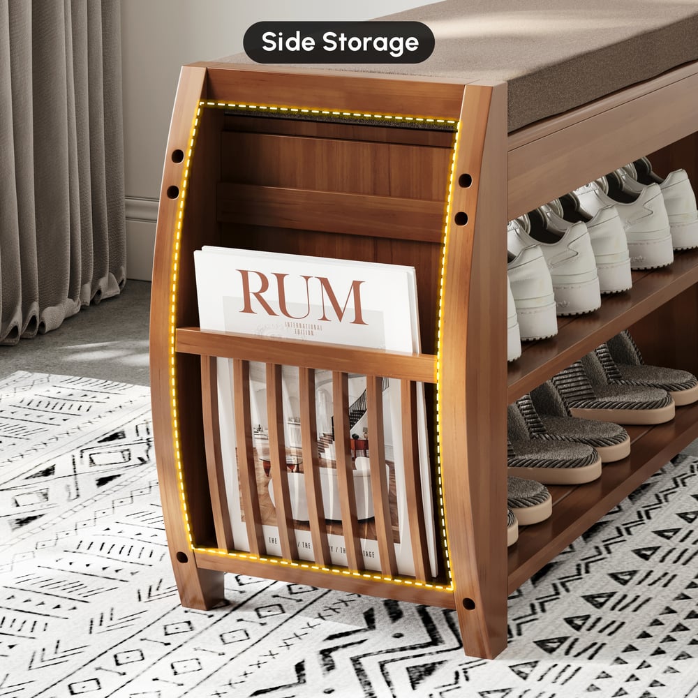 Entreebank van natuurlijk hout van 1000 mm met stevige metalen poten in een modern design Vensterafbeelding