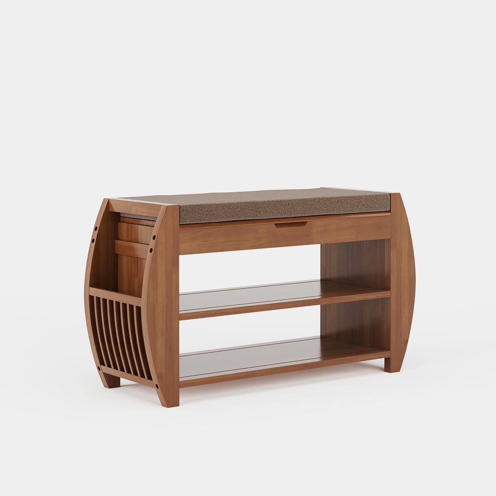 Entreebank van natuurlijk hout van 1000 mm met stevige metalen poten in een modern design Vensterafbeelding