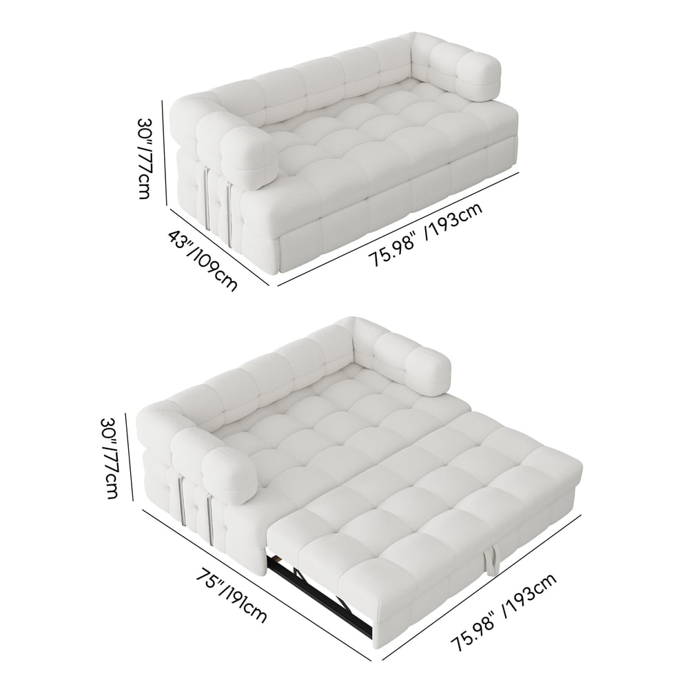 Canapé-lit gigogne Queen Bouclé de 76 po Poids, dimensions, image