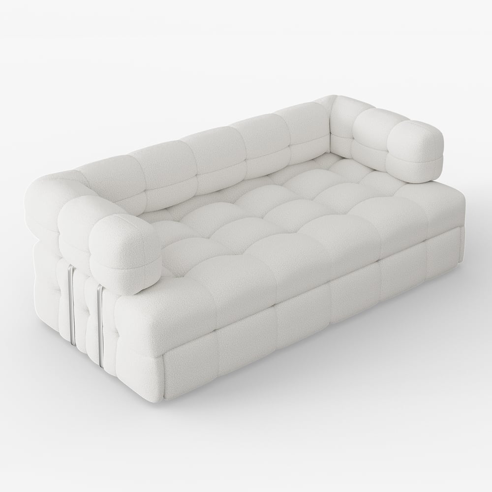 Canapé-lit gigogne Queen Bouclé de 76 po image de fenêtre