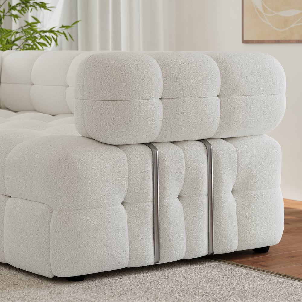 Canapé-lit gigogne Queen Bouclé de 76 po image de fenêtre