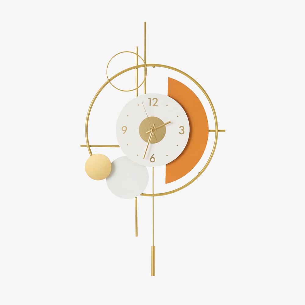 Modern 3D Round Wall Clock Decor Gold Pendulum Geometric Mute Metal Home Clock Art window image