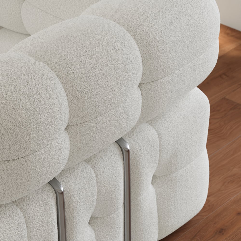 Canapé-lit gigogne Queen Bouclé de 76 po image de fenêtre