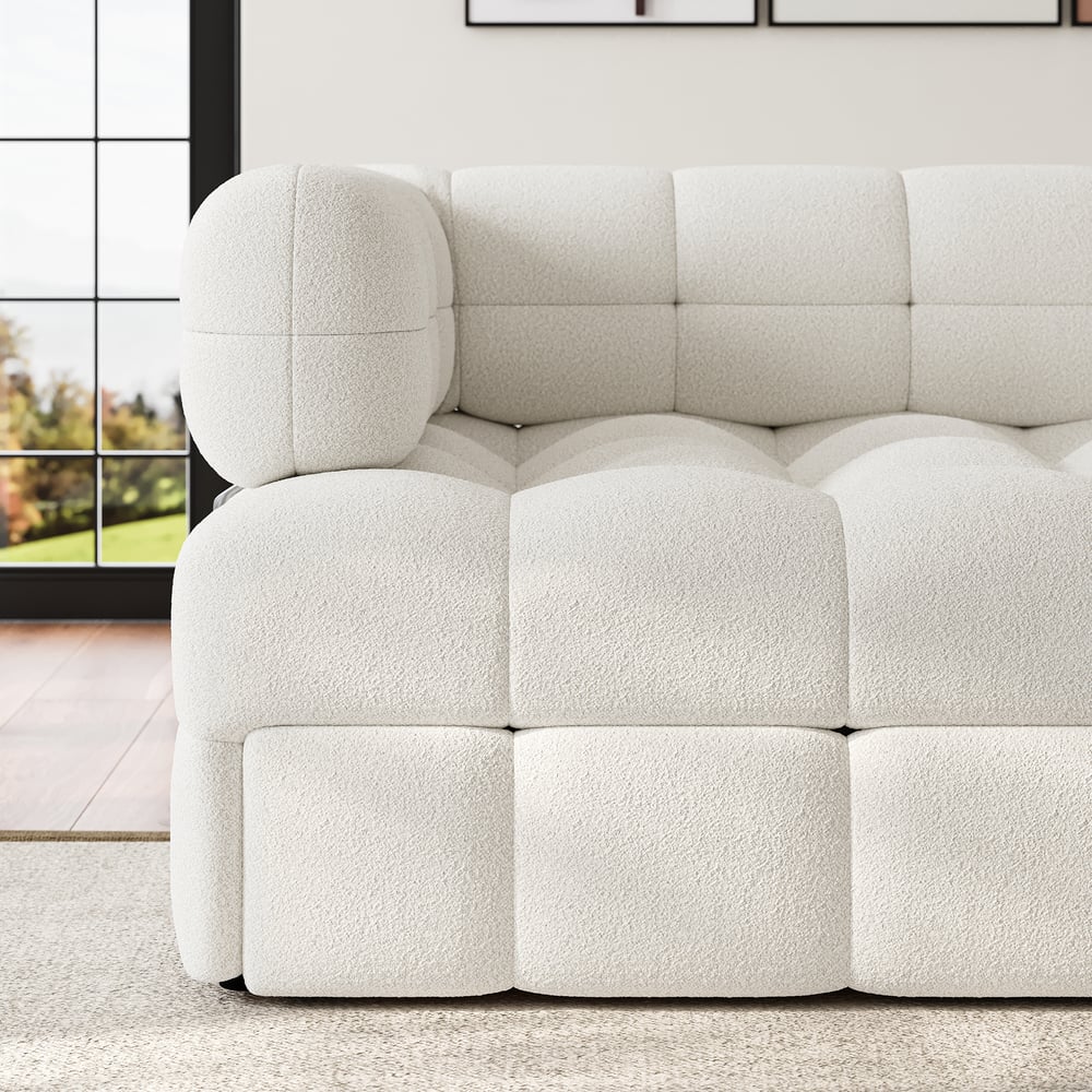 66-calowa rozkładana rozkładana sofa typu queen-size 2-osobowa Boucle obraz okna
