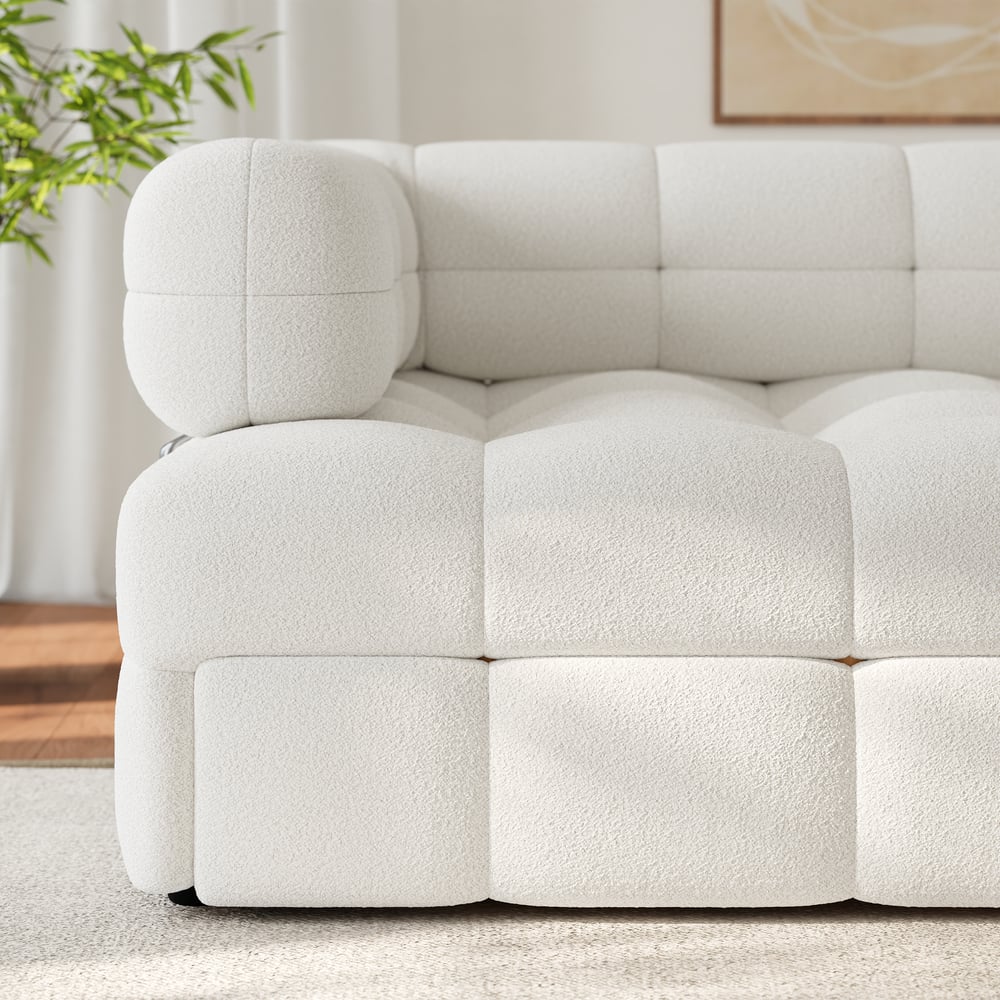 Canapé-lit gigogne Queen Bouclé de 76 po image de fenêtre