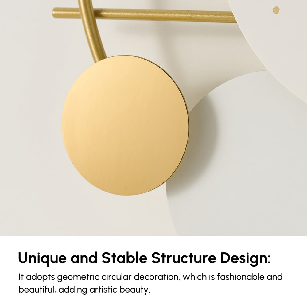 Modern 3D Round Wall Clock Decor Gold Pendulum Geometric Mute Metal Home Clock Art window image