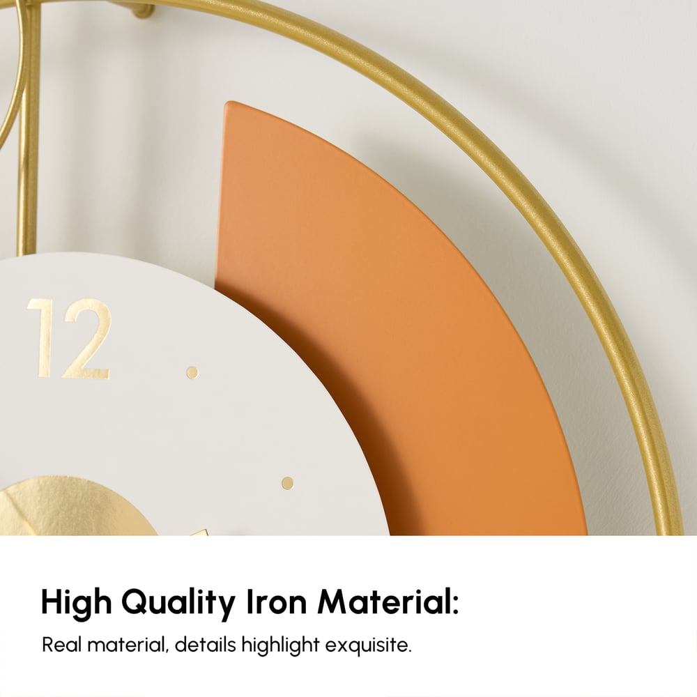 Modern 3D Round Wall Clock Decor Gold Pendulum Geometric Mute Metal Home Clock Art window image