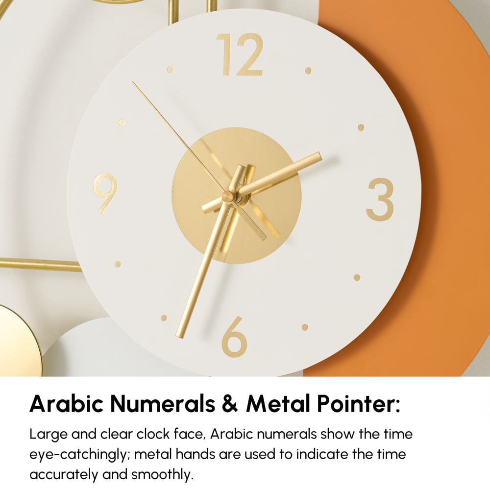 Modern 3D Round Wall Clock Decor Gold Pendulum Geometric Mute Metal Home Clock Art window image