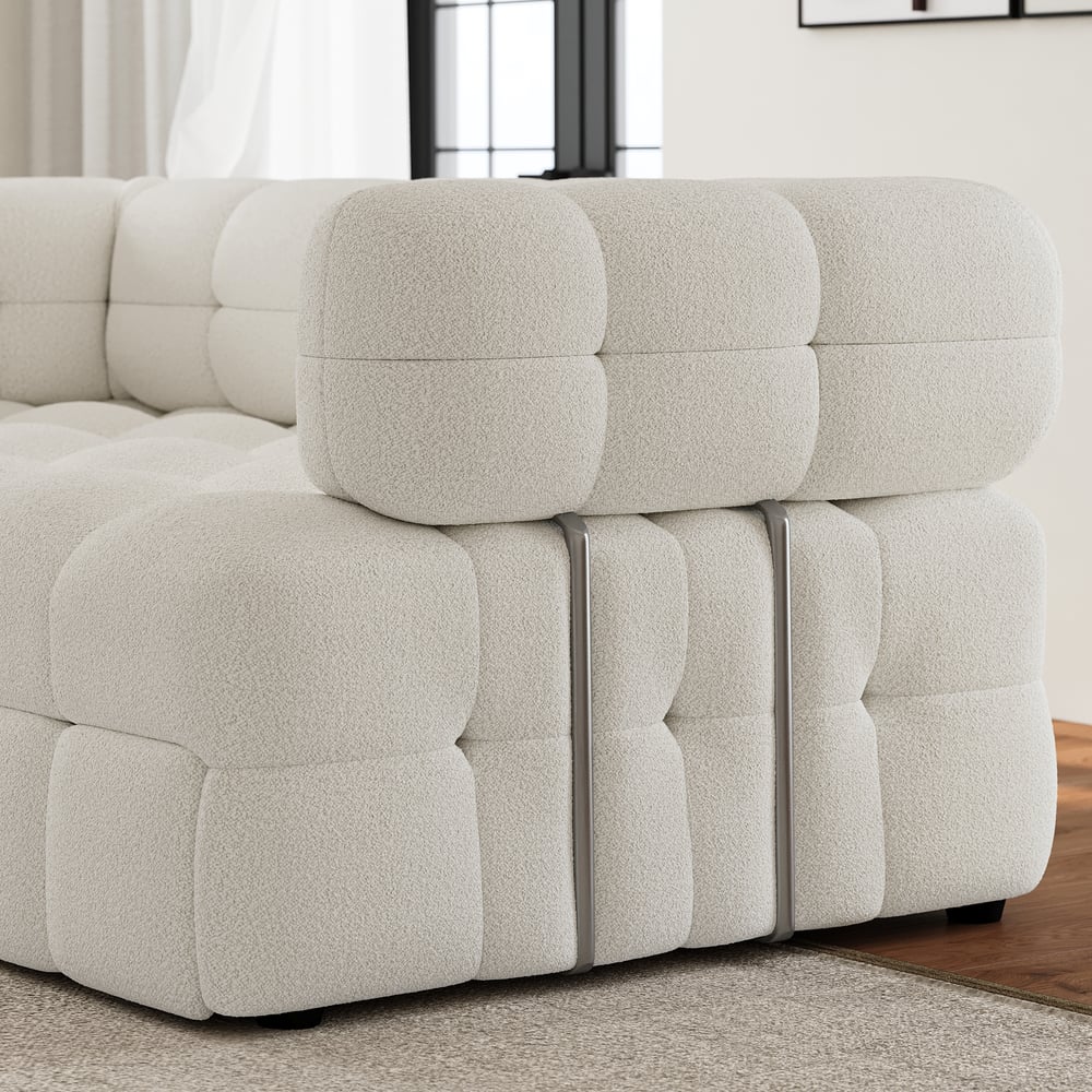 66-calowa rozkładana rozkładana sofa typu queen-size 2-osobowa Boucle obraz okna