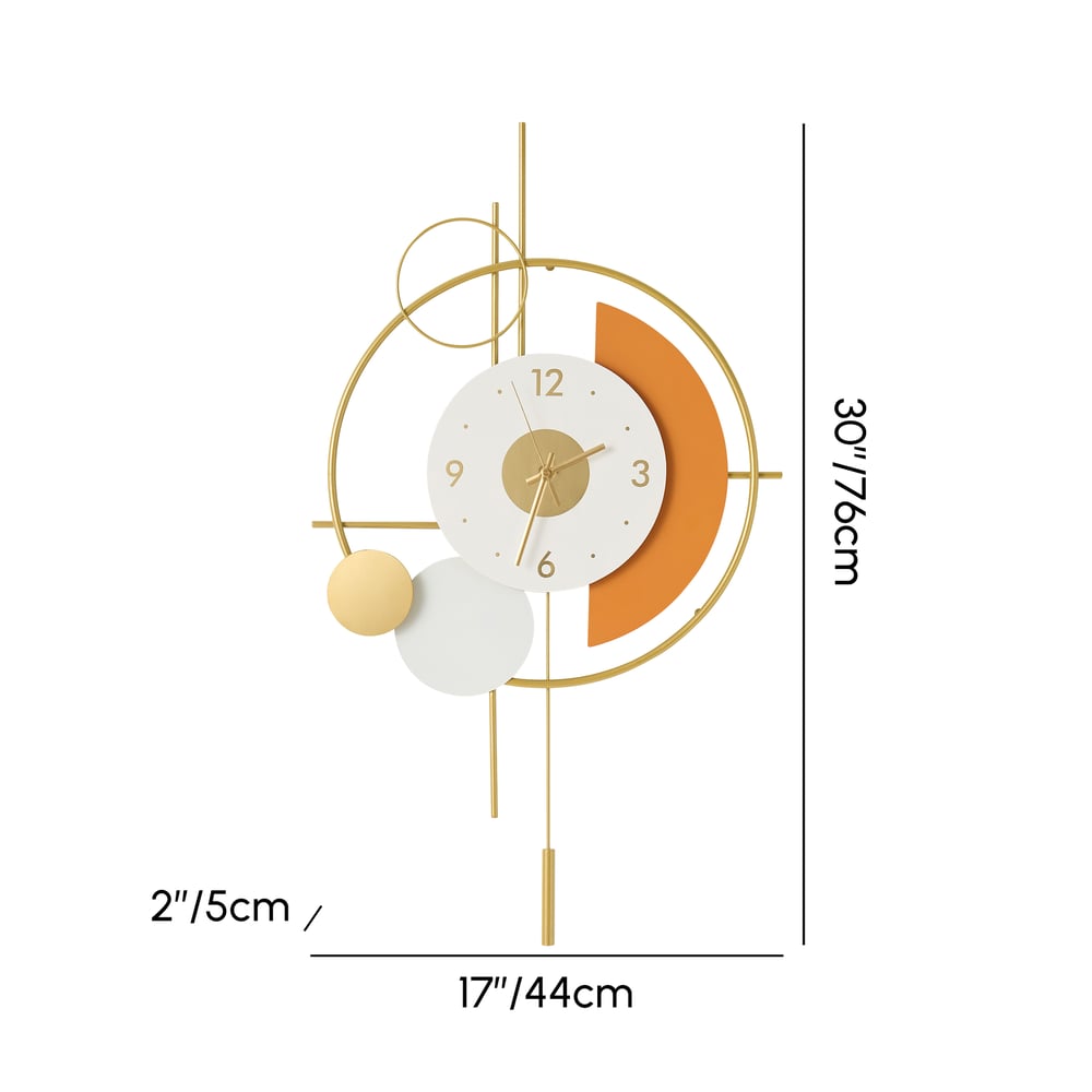 Modern 3D Round Wall Clock Decor Gold Pendulum Geometric Mute Metal Home Clock Art weights dimensions image