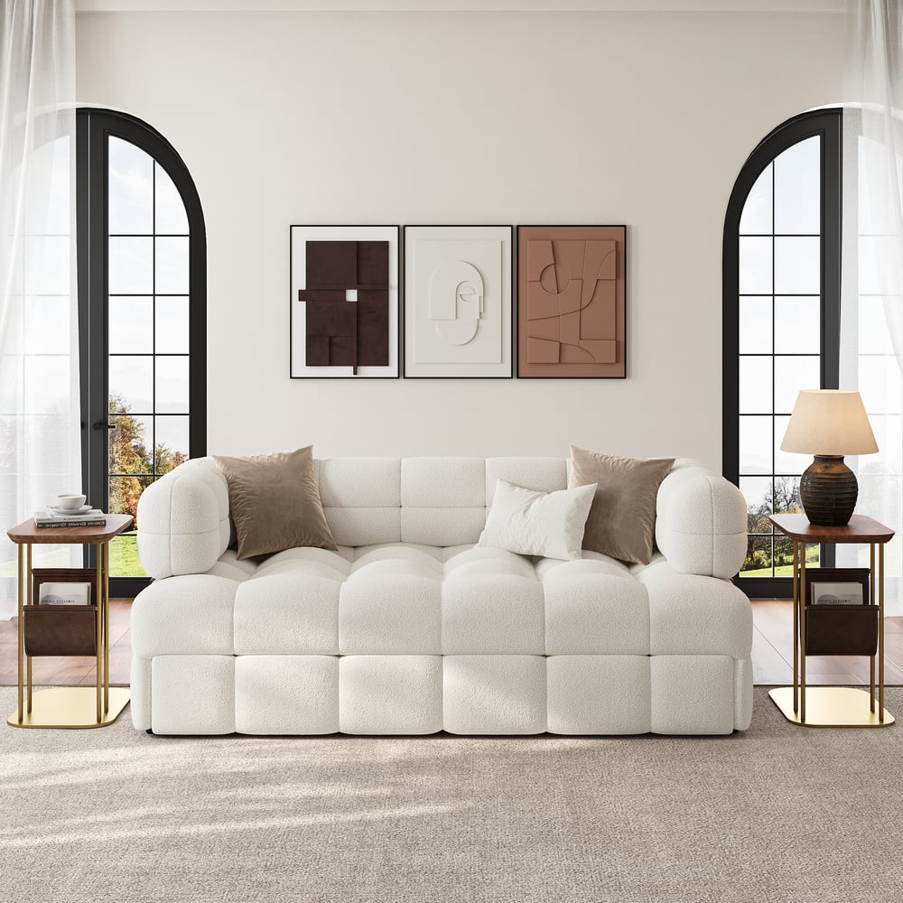 66-calowa rozkładana rozkładana sofa typu queen-size 2-osobowa Boucle obraz okna