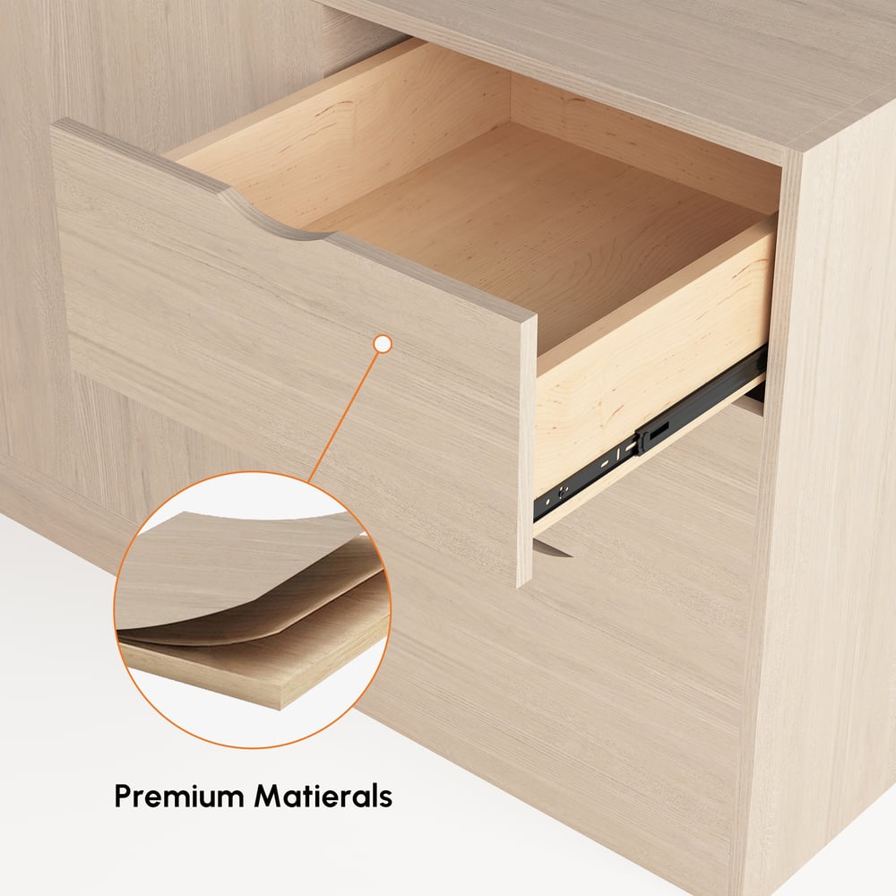 Modern 71" L-Shaped Whitewash Executive Desk with Storage, Left Hand window image