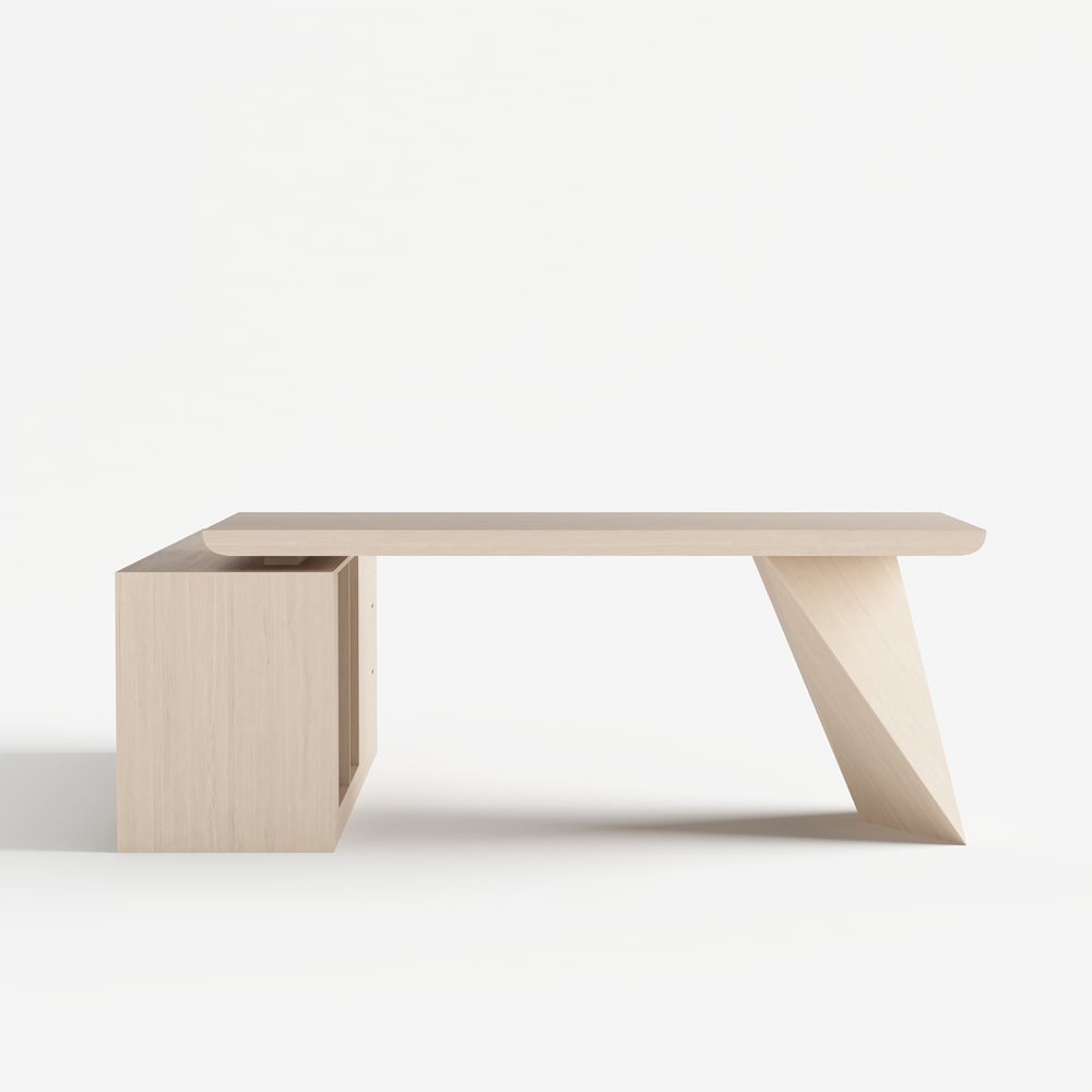 Modern 71" L-Shaped Whitewash Executive Desk with Storage, Left Hand window image