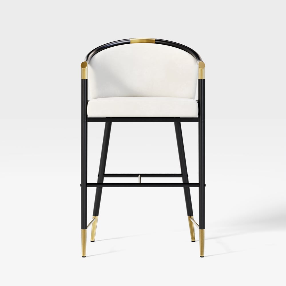 Cranis Beige Velvet Counter Stool with Upholstered, 1 Piece window image