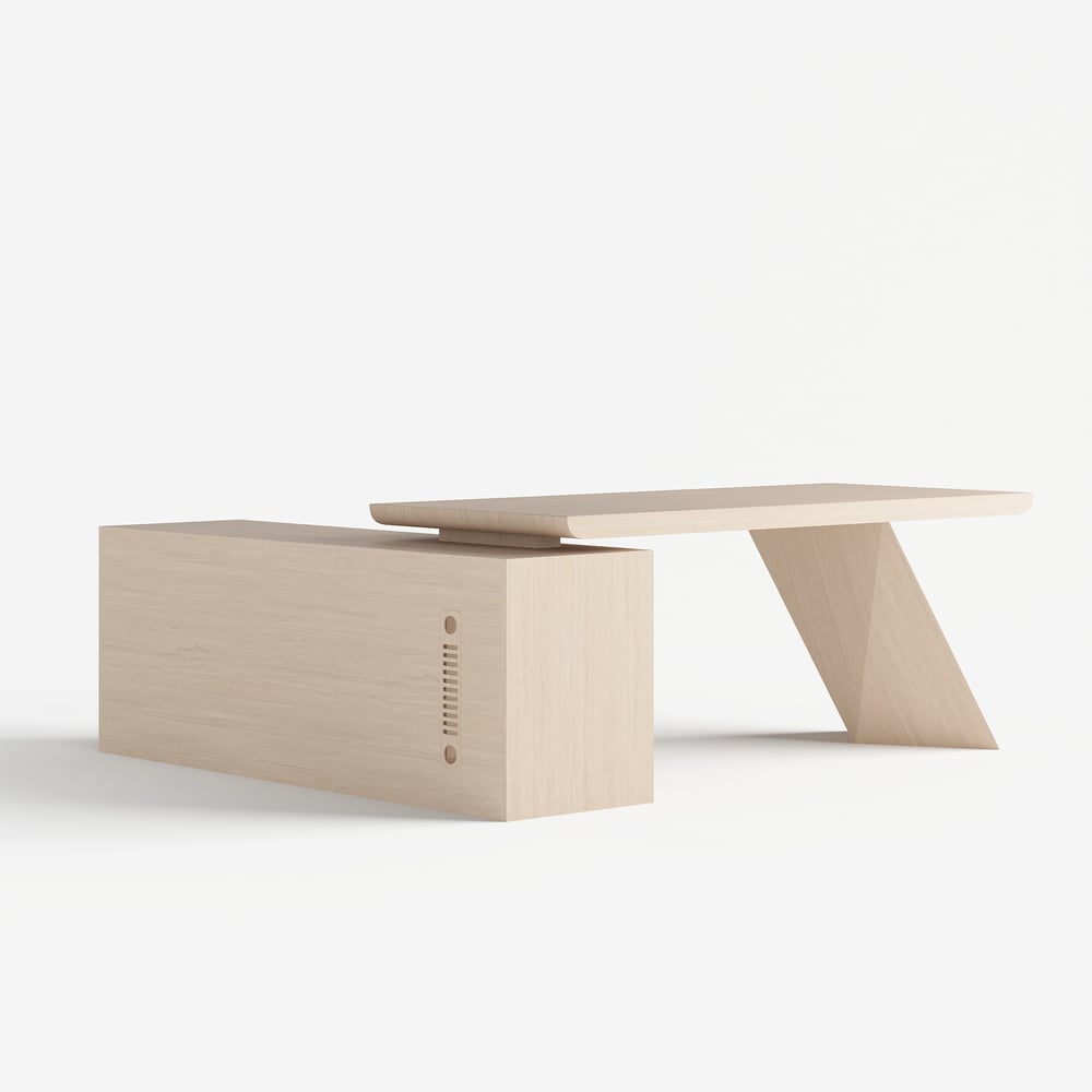 Modern 71" L-Shaped Whitewash Executive Desk with Storage, Left Hand window image