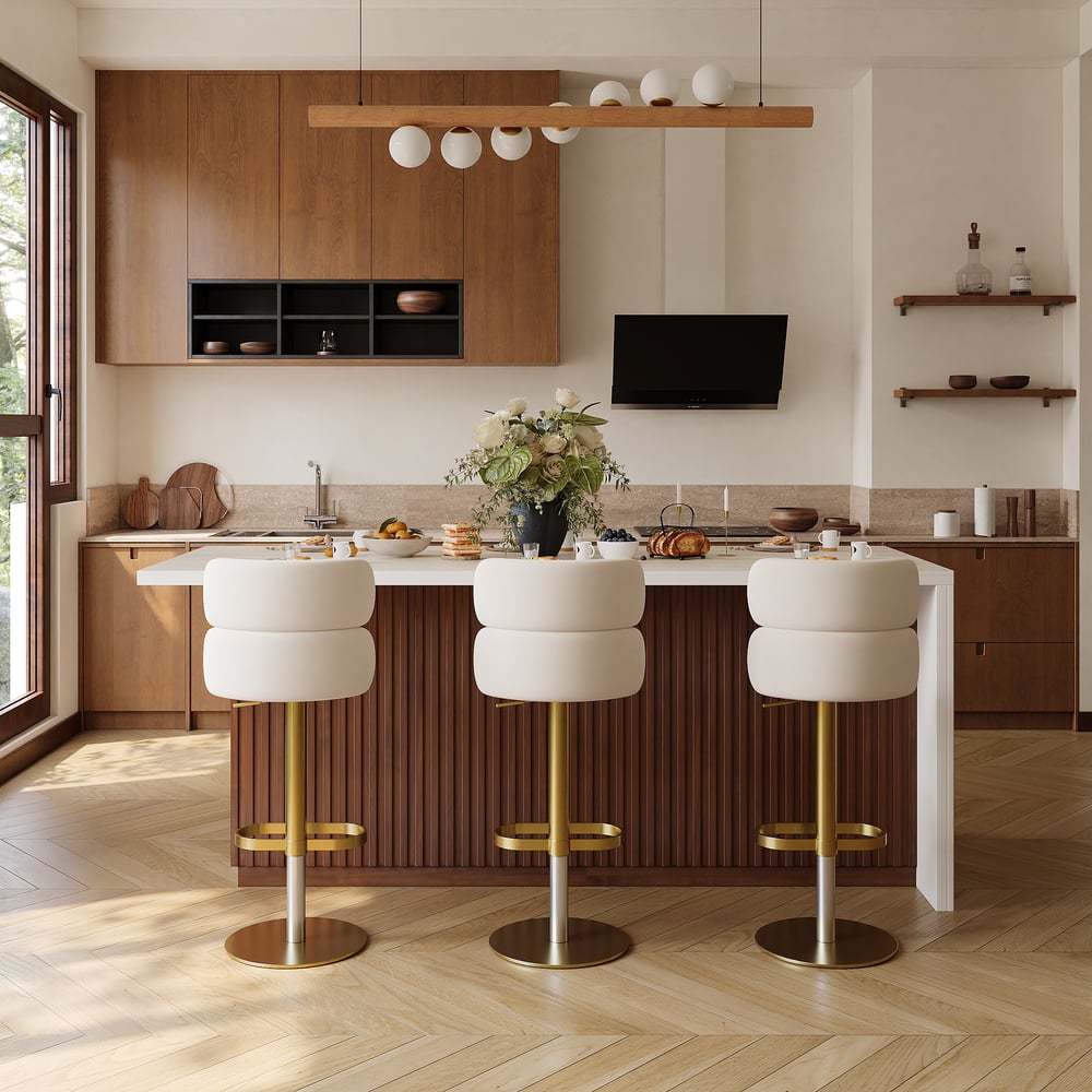 Îlot de cuisine moderne de 72" en pierre frittée mate avec rangement, Noyer image de fenêtre